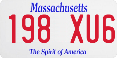 MA license plate 198XU6