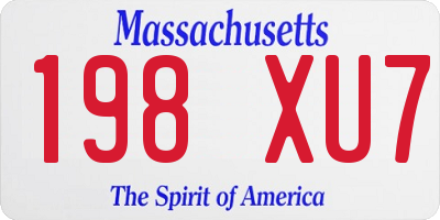MA license plate 198XU7