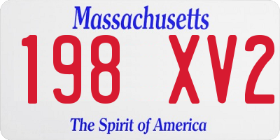 MA license plate 198XV2