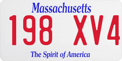 MA license plate 198XV4