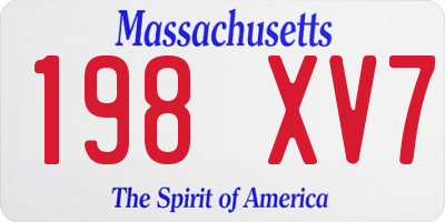 MA license plate 198XV7