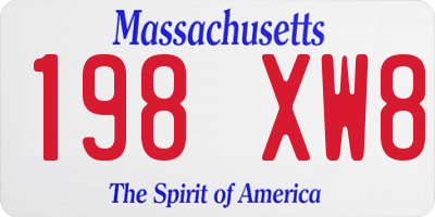 MA license plate 198XW8