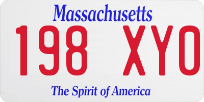 MA license plate 198XY0