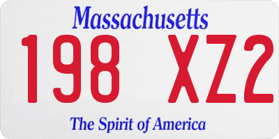 MA license plate 198XZ2