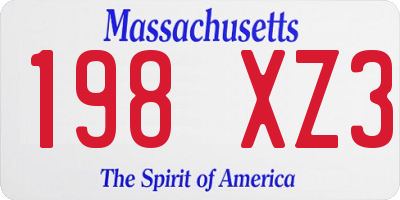 MA license plate 198XZ3