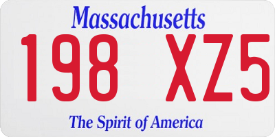 MA license plate 198XZ5