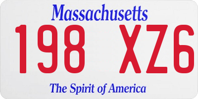 MA license plate 198XZ6