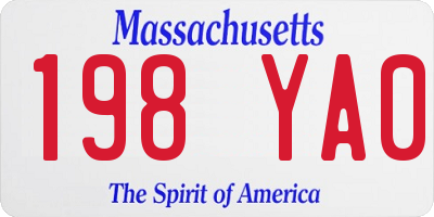 MA license plate 198YA0