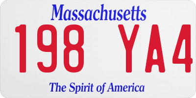 MA license plate 198YA4