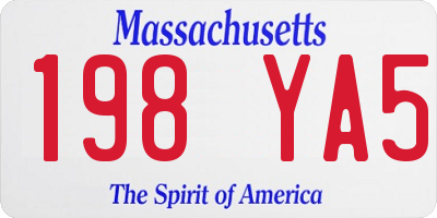 MA license plate 198YA5