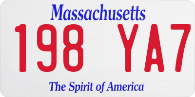 MA license plate 198YA7