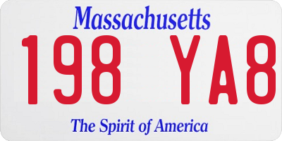 MA license plate 198YA8