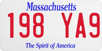 MA license plate 198YA9