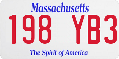 MA license plate 198YB3