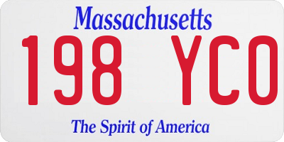 MA license plate 198YC0