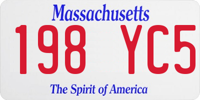 MA license plate 198YC5