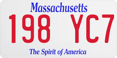 MA license plate 198YC7