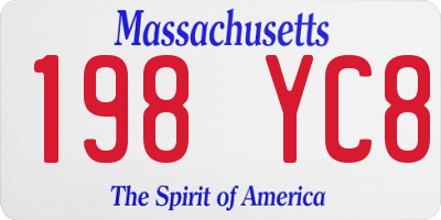 MA license plate 198YC8
