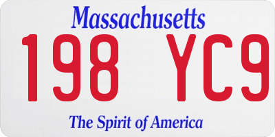 MA license plate 198YC9