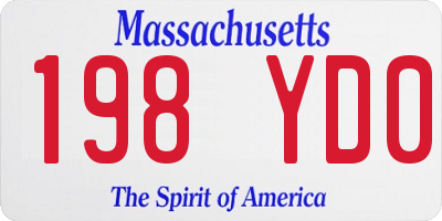 MA license plate 198YD0