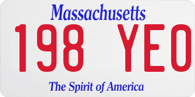 MA license plate 198YE0