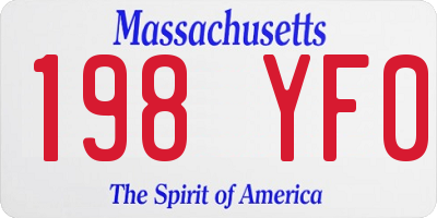 MA license plate 198YF0