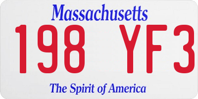 MA license plate 198YF3