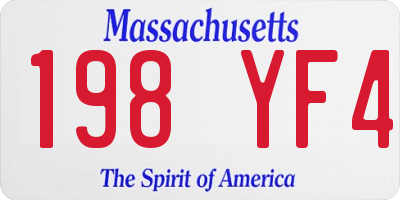MA license plate 198YF4