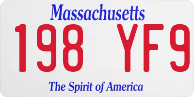 MA license plate 198YF9