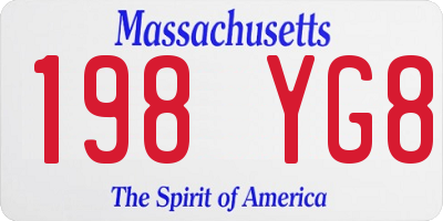 MA license plate 198YG8