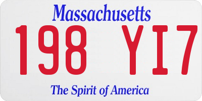 MA license plate 198YI7