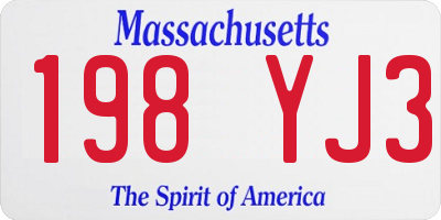 MA license plate 198YJ3