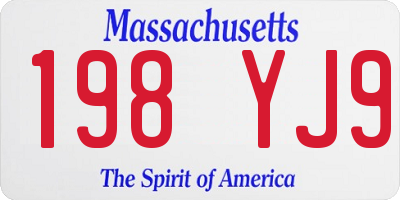 MA license plate 198YJ9