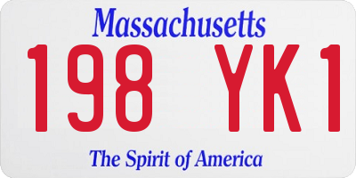 MA license plate 198YK1