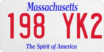 MA license plate 198YK2