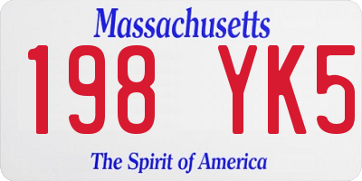 MA license plate 198YK5