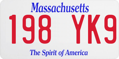MA license plate 198YK9