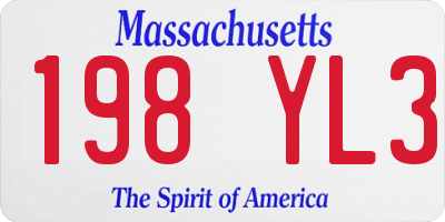 MA license plate 198YL3