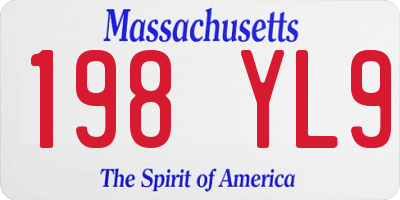 MA license plate 198YL9