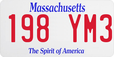 MA license plate 198YM3