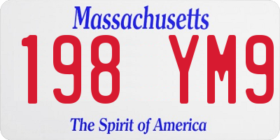 MA license plate 198YM9
