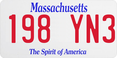 MA license plate 198YN3