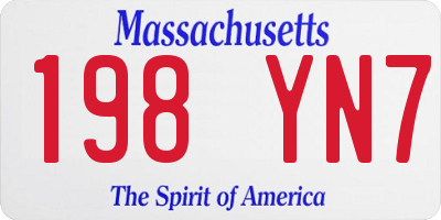 MA license plate 198YN7
