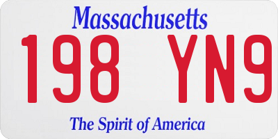 MA license plate 198YN9