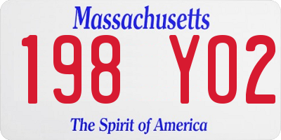 MA license plate 198YO2