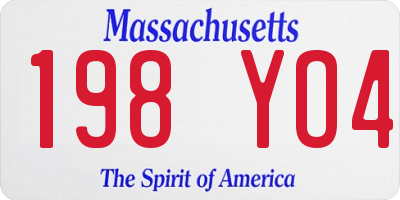 MA license plate 198YO4