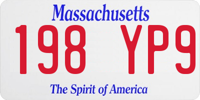 MA license plate 198YP9