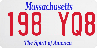 MA license plate 198YQ8
