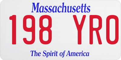 MA license plate 198YR0