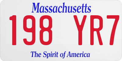 MA license plate 198YR7